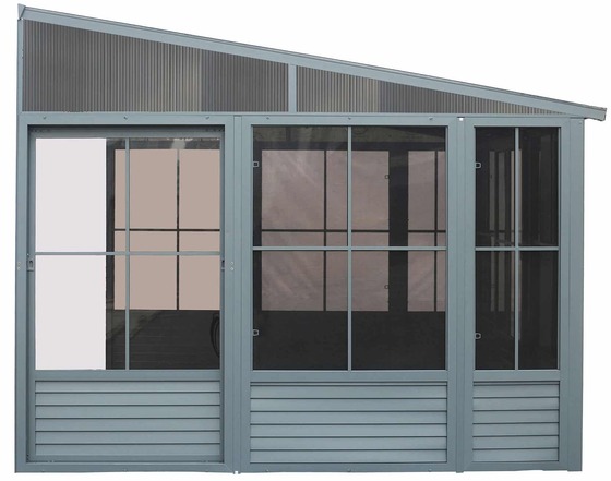Gazebo Penguin 8x16 Florence Wall Mounted Metal Roof Solarium - Grey W1608MR-32 