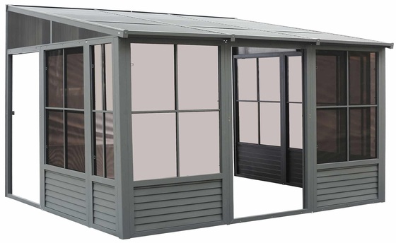 Gazebo Penguin 8x16 Florence Wall Mounted Metal Roof Solarium - Grey W1608MR-32 