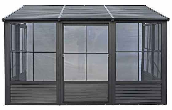 Introducing the Gazebo Penguin 10x12 Florence Wall Mounted - Metal Roof Solarium in Black Color