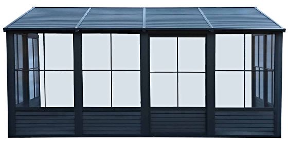 Introducing the Gazebo Penguin 8x16 Florence Wall Mounted - Metal Roof Solarium in Black Color