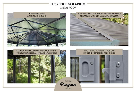 Florence 12x18 Metal Roof Slate Grey Solarium Features & Benefits 3