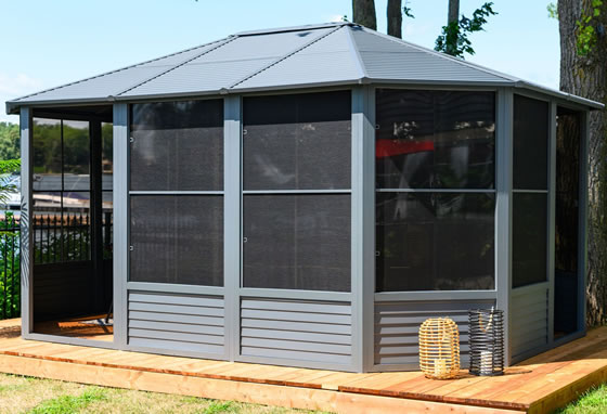 Florence 12x15 Metal Roof Grey Solarium Outside Photo 1