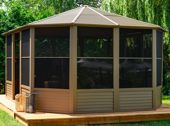 Florence 12x15 Metal Roof Taupe / Sand Solarium Outside Photo 2