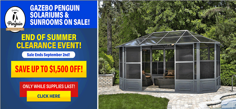 Gazebo Penguin Sun Rooms and Solariums Clearance Sale! - Sale Ends September 2nd