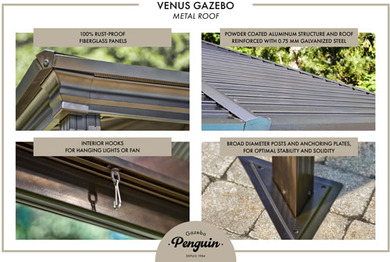 Venus 10x14 Gazebo Construction Benefits & Metal Roof