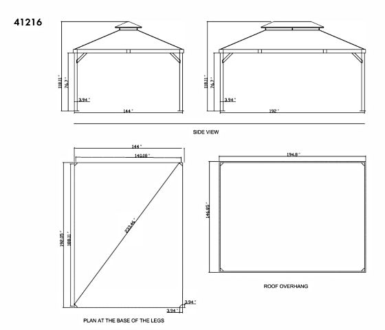 Gazebo Penguin Yosemite 12x16 Gazebo Kit Measurements