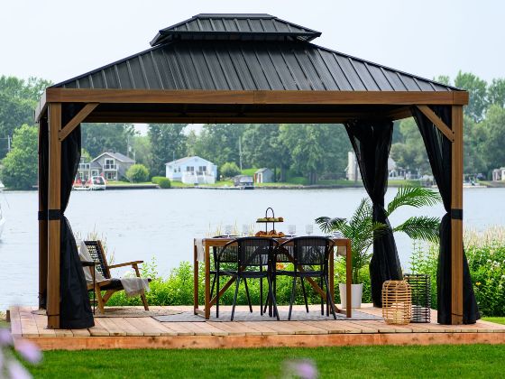Introducing the Gazebo Penguin 12x16 Yosemite Gazebo Kit - Aluminum Frame - Wood Finish