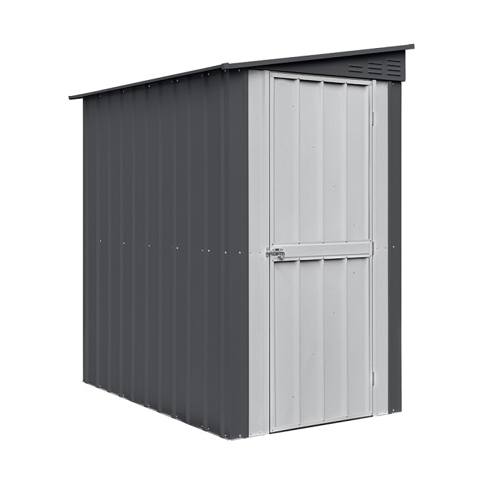 Globel 4x6 Lean-To Single Hinged Door Shed - Gray and White