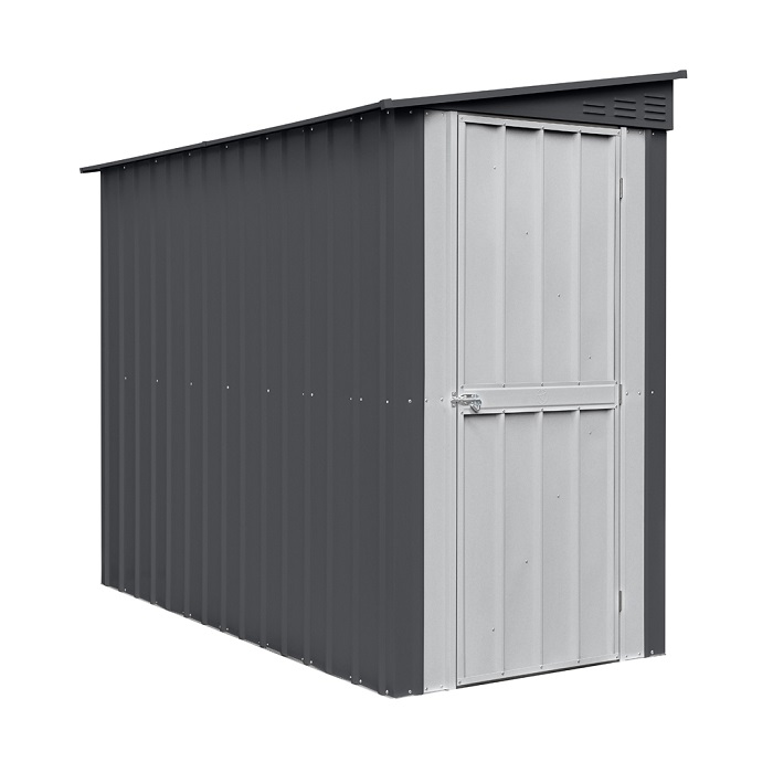 Globel 4x8 Lean-To Single Hinged Door Shed - Gray and White