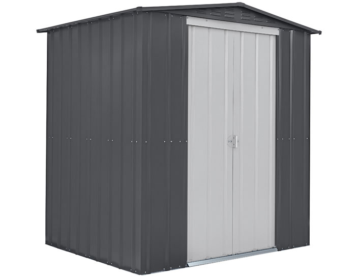 Globel 6x5 Steel Shed Kit - Gray and White