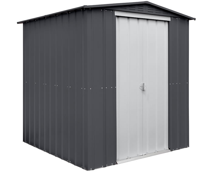 Globel 6x6 Gable Steel Shed Kit - Gray and White