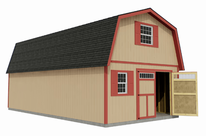 Handcrafted Homestead 16x20 Barn Shed Kit w/ Transom Doors