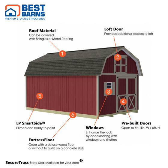 Handcrafted Homestead 12x16 Wood Shed Kit with Loft