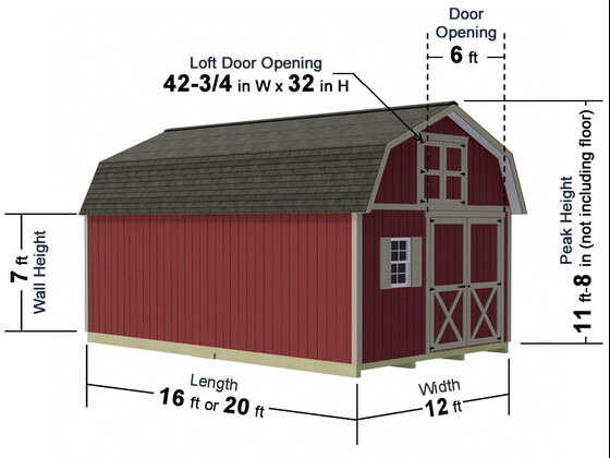 Handcrafted Homestead 12x16 Wood Shed Kit with Loft