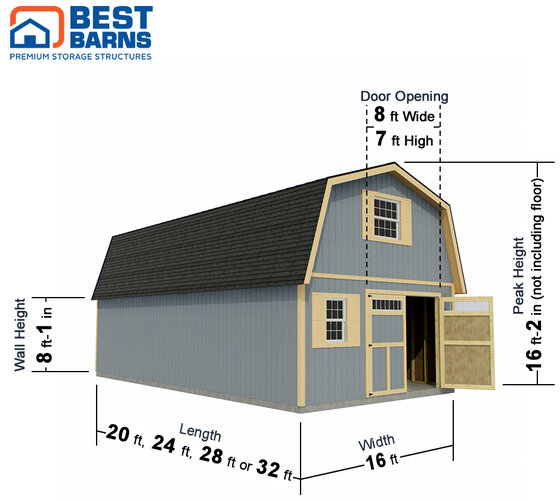 Handcrafted Homestead XL Barn Shed w/ Transom Doors 