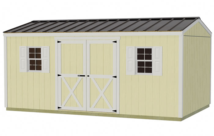 Handmade Haven 12x10 Wood Shed Kit - Door on Eave