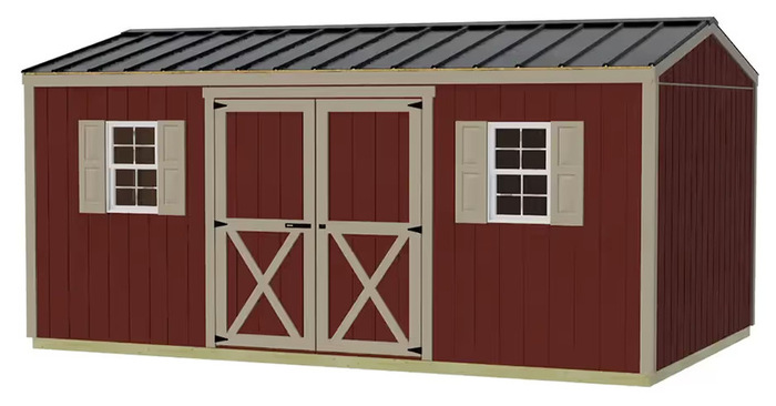Handmade Haven 16x10 Wood Shed Kit - Door on Eave
