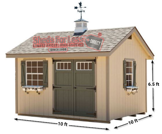 EZ-Fit Heritage 10x10 Wood Shed Panelized Kit Measurements Diagram