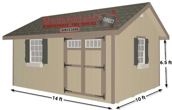EZ-Fit Heritage 10x14 Wood Shed Panelized Kit Measurements Diagram