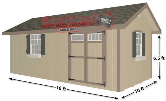 EZ-Fit Heritage 10x16 Wood Shed Panelized Kit Measurements Diagram