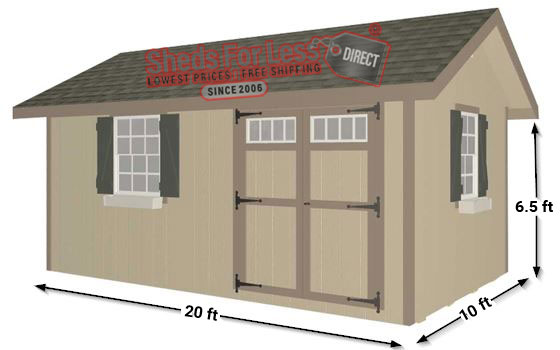 EZ-Fit Heritage 10x20 Wood Shed Panelized Kit Measurements Diagram