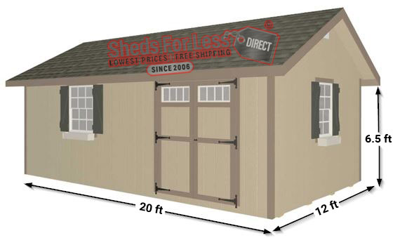 EZ-Fit Heritage 12x20 Wood Shed Panelized Kit Measurements Diagram