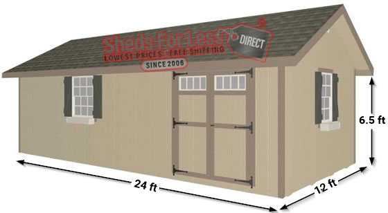 EZ-Fit Heritage 12x24 Wood Shed Panelized Kit Measurements Diagram