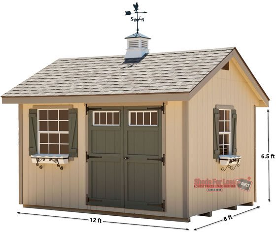 EZ-Fit Heritage 8x12 Wood Shed Panelized Kit Measurements Diagram