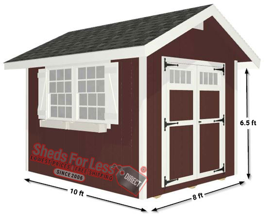 EZ-Fit Homestead 8x10 Wood Shed Panelized Kit Measurements Diagram