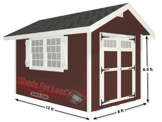 EZ-Fit Homestead 8x12 Wood Shed Panelized Kit Measurements Diagram