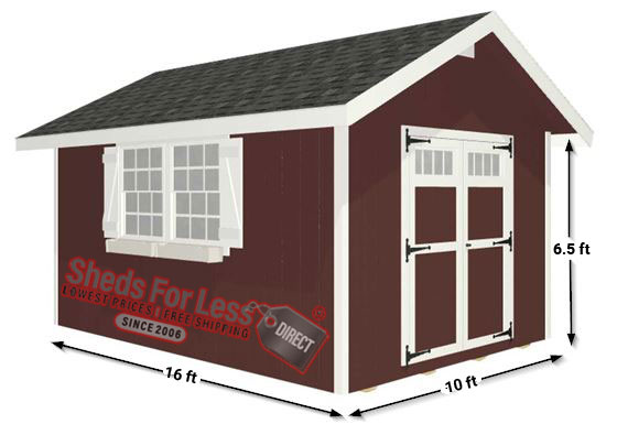 EZ-Fit Homestead 10x16 Wood Shed Panelized Kit Measurements Diagram