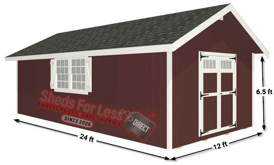 EZ-Fit Homestead 12x24 Wood Shed Panelized Kit Measurements Diagram