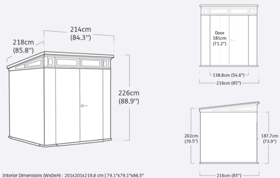 Artisan 7x7 Storage shed Dimensions