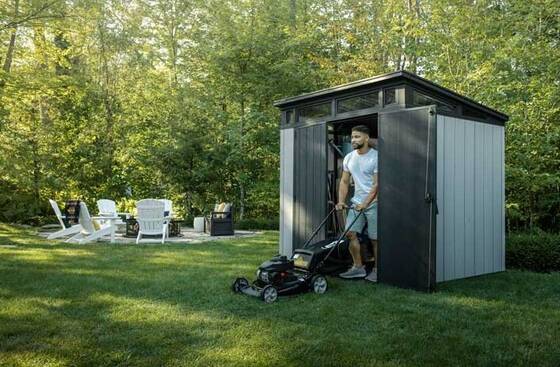 Ideal storage and easy access for lawnmower