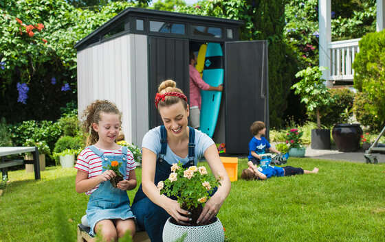 Artisan shed assembled at garden