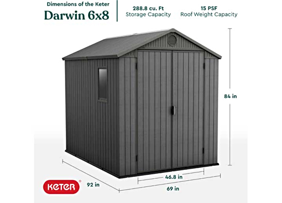 Keter Darwin 6x8 Outdoor Storage Shed Measurements