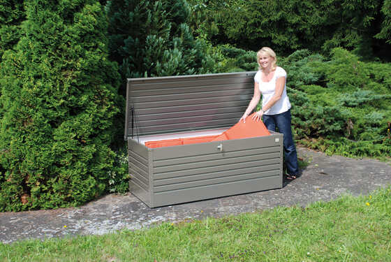 This storage deck box used to keep pillows, tools, and essentials dry and organized.