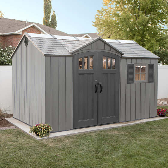 Side-entry design provides easy access to stored items while enhancing your shed's curb appeal.