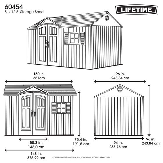 Lifetime 12x8 Outdoor Storage Shed Dimensions