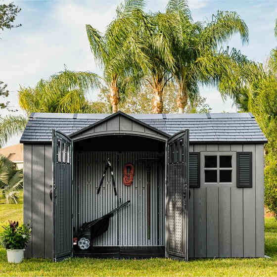 Wide-opening double doors for convenient access.