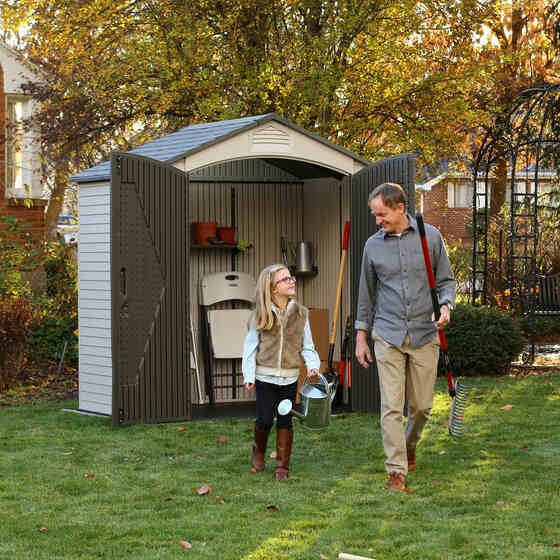 Ideal for storing garden tools and other outdoor equipment.