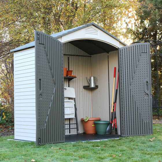 Wide double doors provide easy access for moving and storing equipment and supplies.