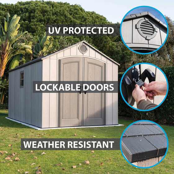 Features UV-protected panels, weather resistant and lockable door for added security.