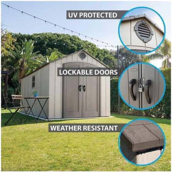 Lifetime 8x17.5 Shed Is UV Protected and Weather Resistant