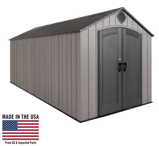 Lifetime 8x17.5 Plastic Shed Kit - Rough Cut Texture is Proudly made in USA