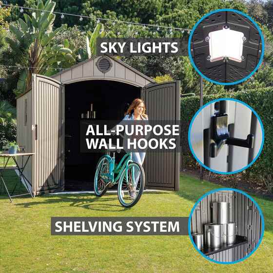 Includes Skylights,Wall Hooks and Shelves