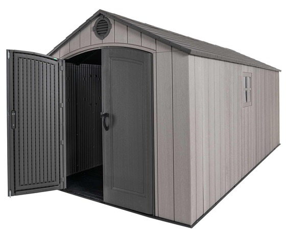 Lifetime 8x17.5 Plastic Shed Kit - Easy Access Door- Half Open