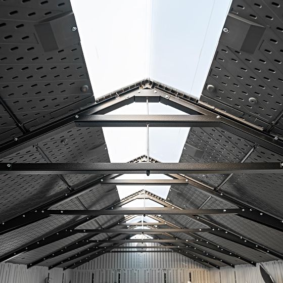 Enjoy abundant natural light through the full-length ridge skylights.