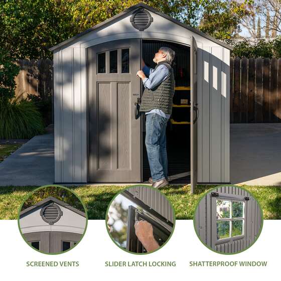 Lifetime 8x20 Outdoor Storage Shed w/ Ridge Skylights Features and Benefits