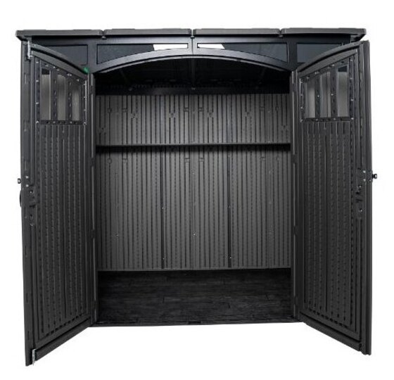Doors are lockable and open 180 degrees for excellent movement in and out of the shed.